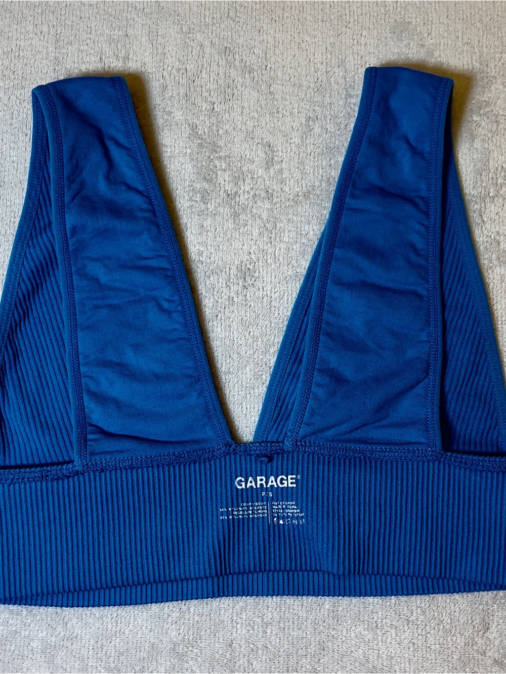Garage Ribbed V-Neck Crop Tank Royal Blue Size P/S - Picture 5 of 6